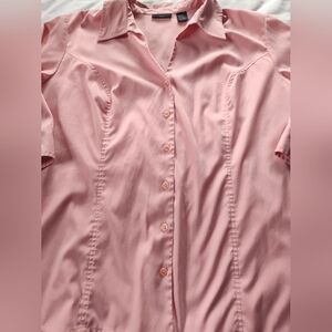 Apostrophe Woman Button Up Blouse. Size 22W. Pink. Elbow Sleeves.